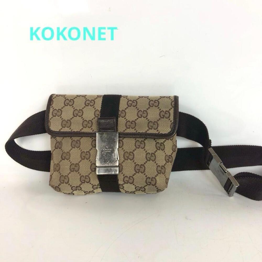 GUCCI GG canvas waist bag body brown crossbody